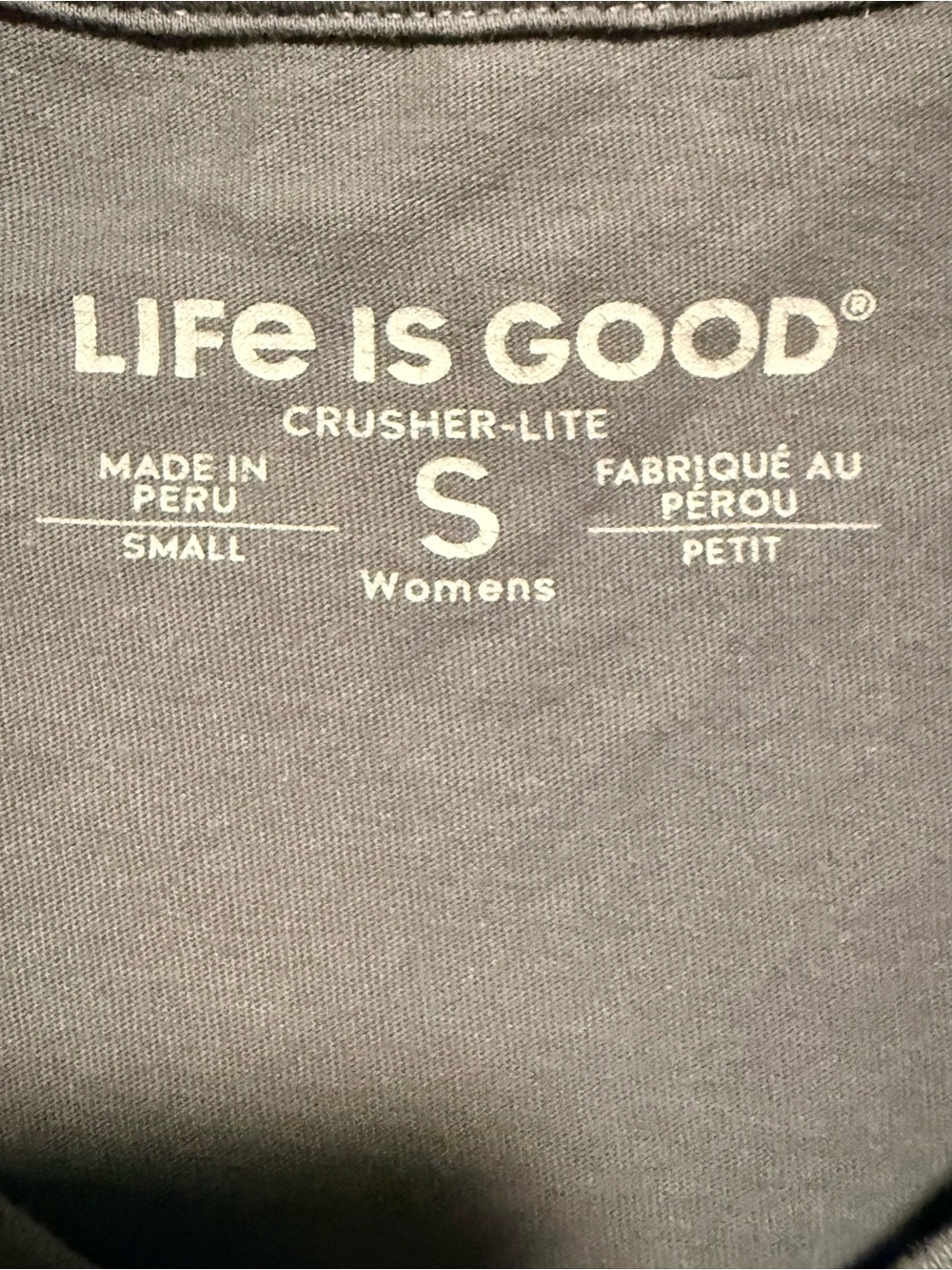 Life Is Good Gray Crusher‑Lite Womens Tee with White Logo - Picture 3 of 6
